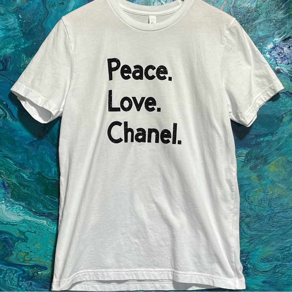 Handmade Peace Love and Luxury tee - Picture 2 of 5